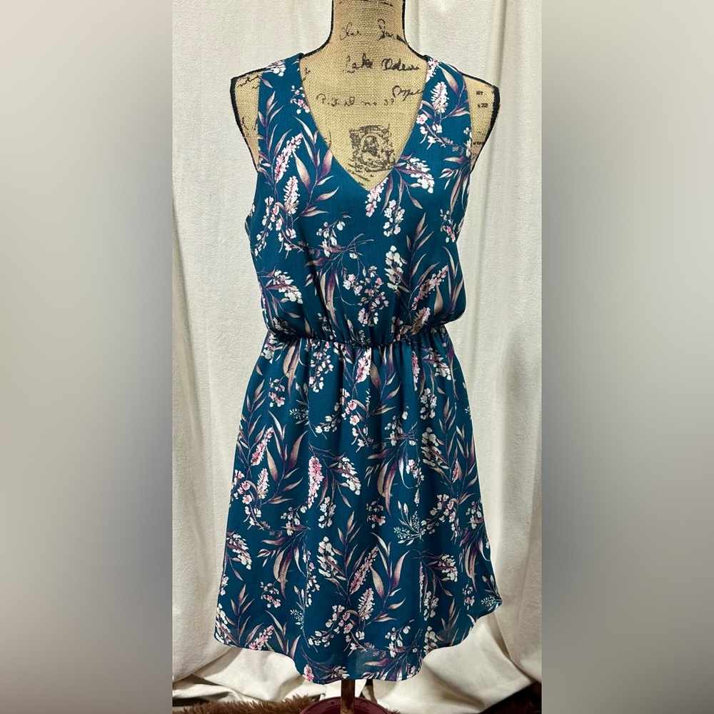 Stitch Fix Floral Teal Sleeveless Dress